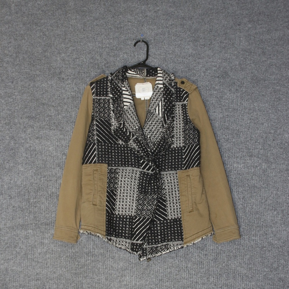 Hei Hei Jacket‎ Womens XS Brown Patchwork Mixed Media Utility Anthropologie Boho